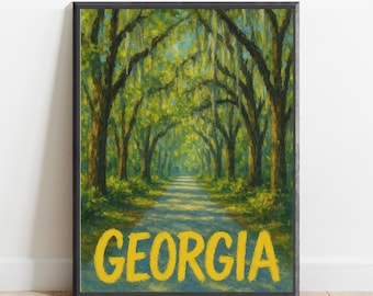 Georgia Poster - Impressionist Travel Art Print, Modern Wall Decor, Bold & Textured Brushstrokes