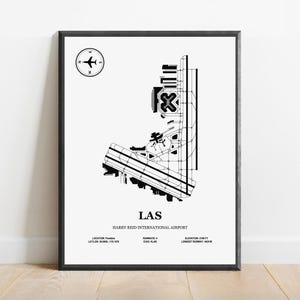 LAS, Harry Reid International Airport – Airport Design Karte, Luftfahrt Poster