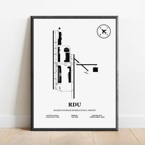 RDU, Aeroporto Internazionale Raleigh-Durham - Mappa del design dell'aeroporto, Poster aeronautico
