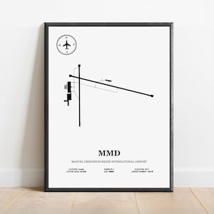 MMD, Manuel Crescencio Rejón International Airport – Airport Design Map, Aviation Poster