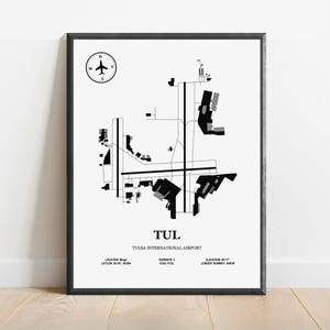TUL, Aeroporto Internazionale di Tulsa – Mappa del design dell'aeroporto, Poster aeronautico