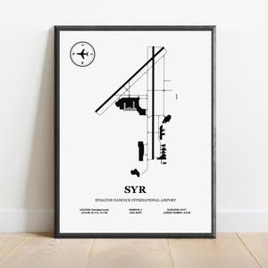 SYR, Aeroporto Internazionale di Syracuse Hancock – Mappa del design dell'aeroporto, Poster aeronautico