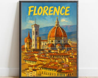 Florence Poster – Duomo Cathedral Art Print, Italy Wall Decor for Travel Lovers & European Gallery Walls