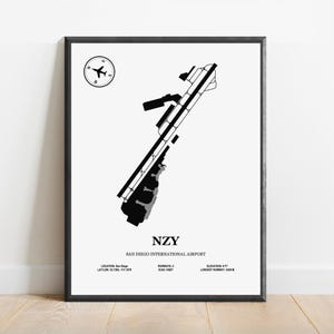 NZY, Aeroporto Internazionale di San Diego – Mappa del design dell'aeroporto, Poster aeronautico