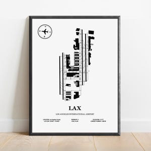 LAX, Aeroporto Internazionale di Los Angeles – Mappa del design dell'aeroporto, poster aeronautico