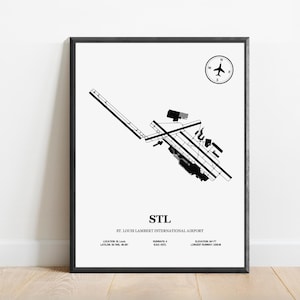 STL, Aeroporto Internazionale Lambert di St. Louis – Mappa del design dell'aeroporto, Poster aeronautico