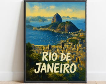 Rio de Janeiro Poster – Sugarloaf Mountain Wall Art, Brazil Travel Print, Coastal Cityscape Decor for Tropical Homes