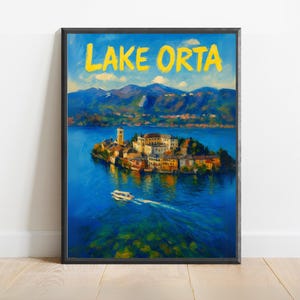 Lake Orta Poster – Italian Lake Island Art Print, Romantic Travel Wall Decor, Italy Scenic Landscape