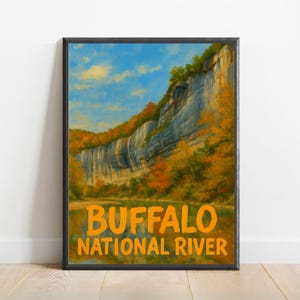 Buffalo National River Poster - Arkansas Bluff Landschaft, Ozarks Herbst Natur Print, Malerischer Fluss Dekor