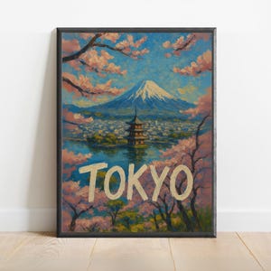 Tokyo Poster – Cherry Blossom & Mount Fuji Wall Art, Japan Landscape Print for Zen or Travel-Inspired Decor