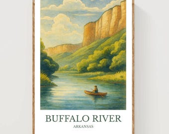 Buffalo River, Watercolor design poster, United States Print, Buffalo River Wall Art