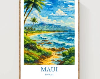 マウイ島の海岸沿いの絵画、キヘイのターコイズブルーの海岸のウォール