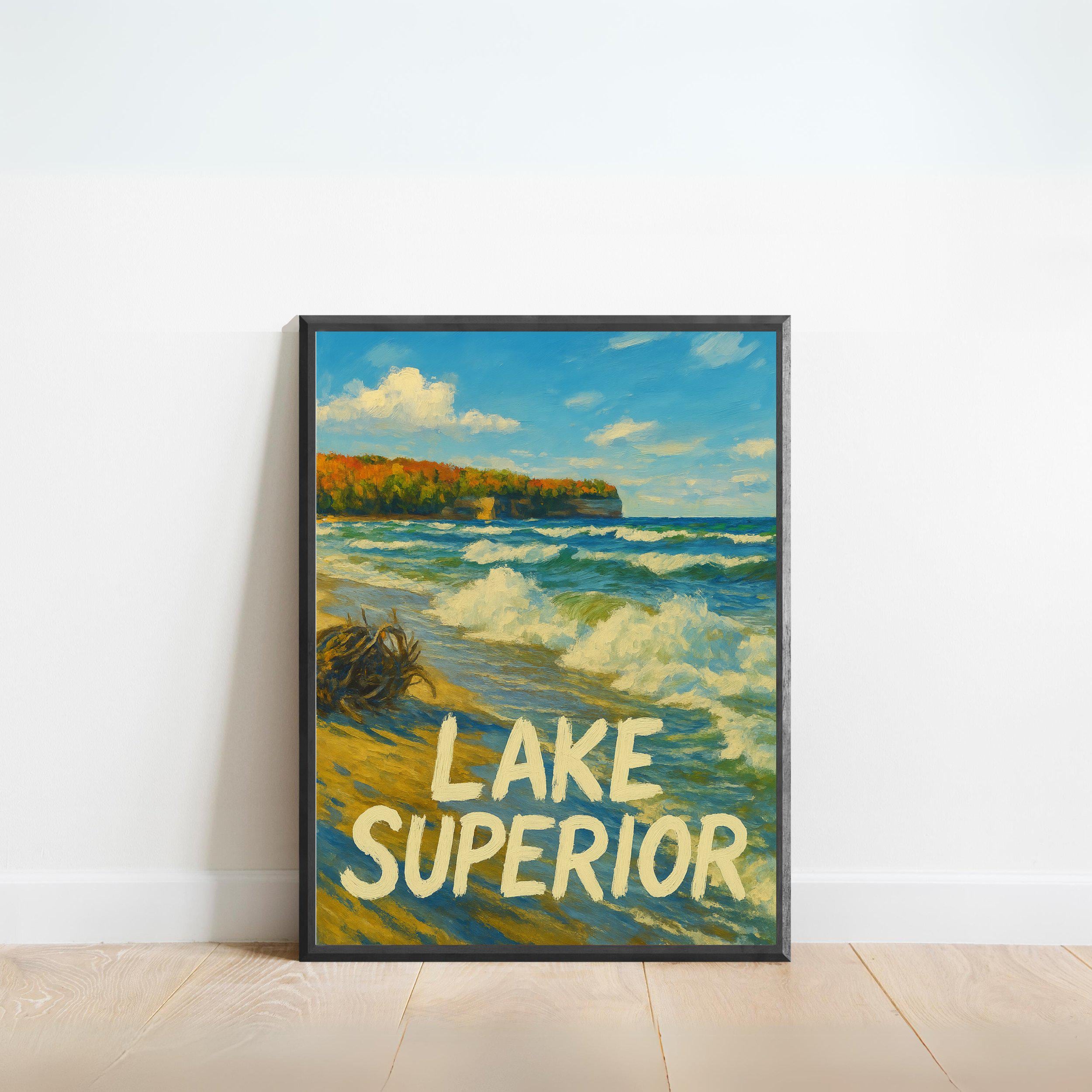 Lake Superior Poster - Impressionist Travel Art Print, Modern Wall Decor, Bold & Textured Brushstrokes