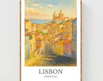 Lisbon, Watercolor design poster, Portugal Print, Lisbon Wall Art