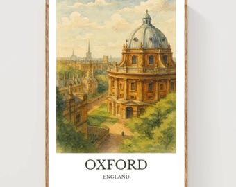 Oxford, Watercolor design poster, England Print, Oxford Wall Art