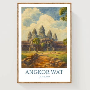 Angkor Wat, Watercolor design poster, Cambodia Print, Angkor Wat Wall Art