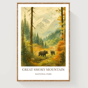 Great Smoky Mountain, Watercolor design poster, United States Print, Great Smoky Mountain Wall Art