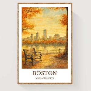 Boston, Watercolor design poster, Massachusetts Print, Boston Wall Art