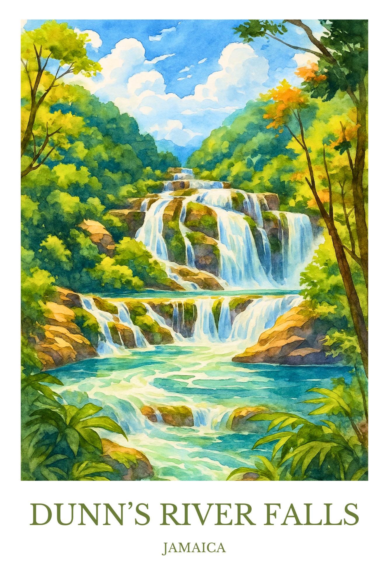 Dunn's River Falls Jamaica Poster - Etsy
