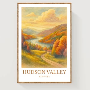 Hudson Valley, Aquarell Poster, USA Druck, Hudson Valley Wandkunst