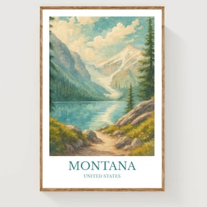 Montana, Watercolor design poster, United States Print, Montana Wall Art