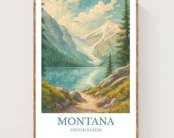 Montana, Aquarell, design Plakat, USA-Druck, Montana Wall Art
