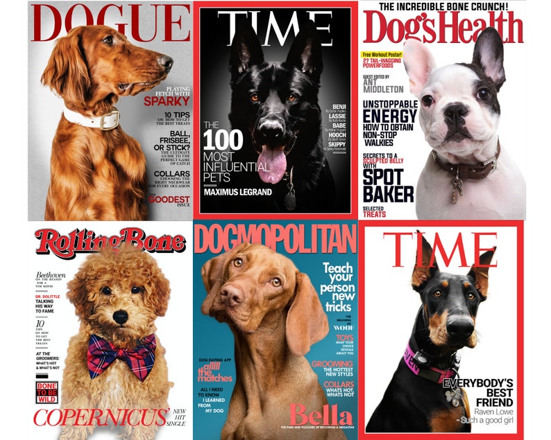 Personalized Dog Prints Magazine Covers Pet Portraits Etsy