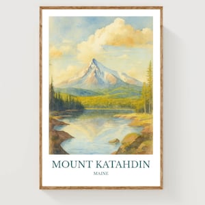 Mount Katahdin, Watercolor design poster, Maine Print, Mount Katahdin Wall Art