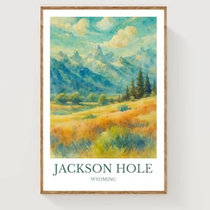 Jackson Hole, Watercolor design poster, USA Print, Jackson Hole Wall Art