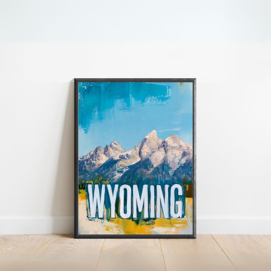 Wyoming Poster - Abstract Travel Art Print, Modern Wall Decor, Bold ...