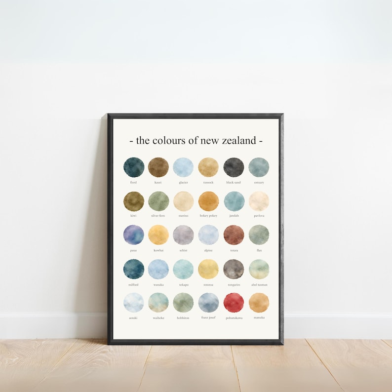 Nz Colors The Colours of New Zealand - Watercolor Print - Etsy