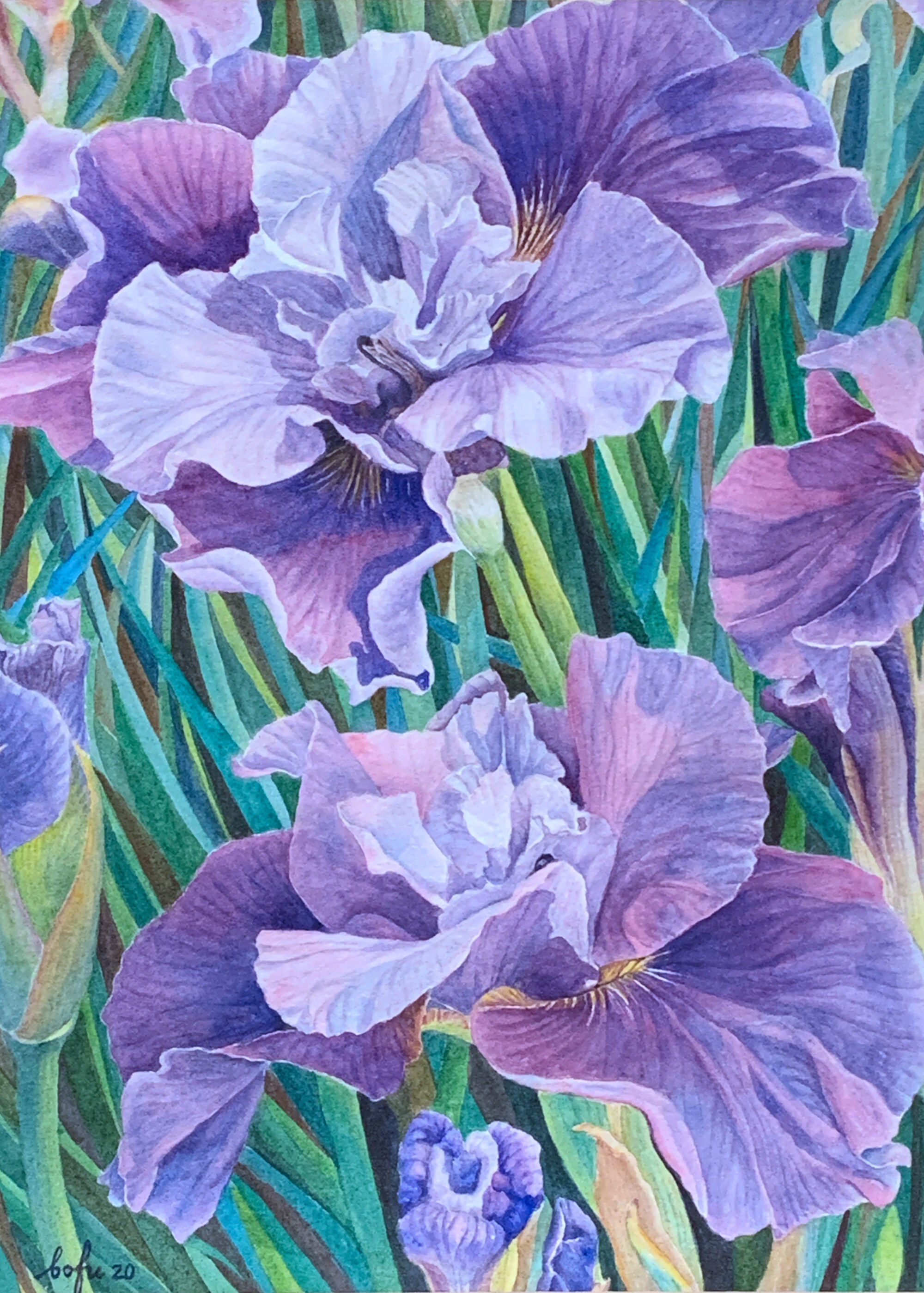 Purple Irises, Original Watercolor Painting, Flowers, 10x14 Inches - Etsy
