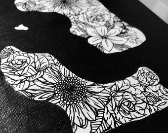 floral negative space painting: No.3