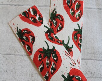 Lino Imprimer « Fraises sauvages » Signet