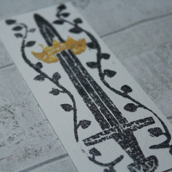 Lino Print Bookmark "Crowning"