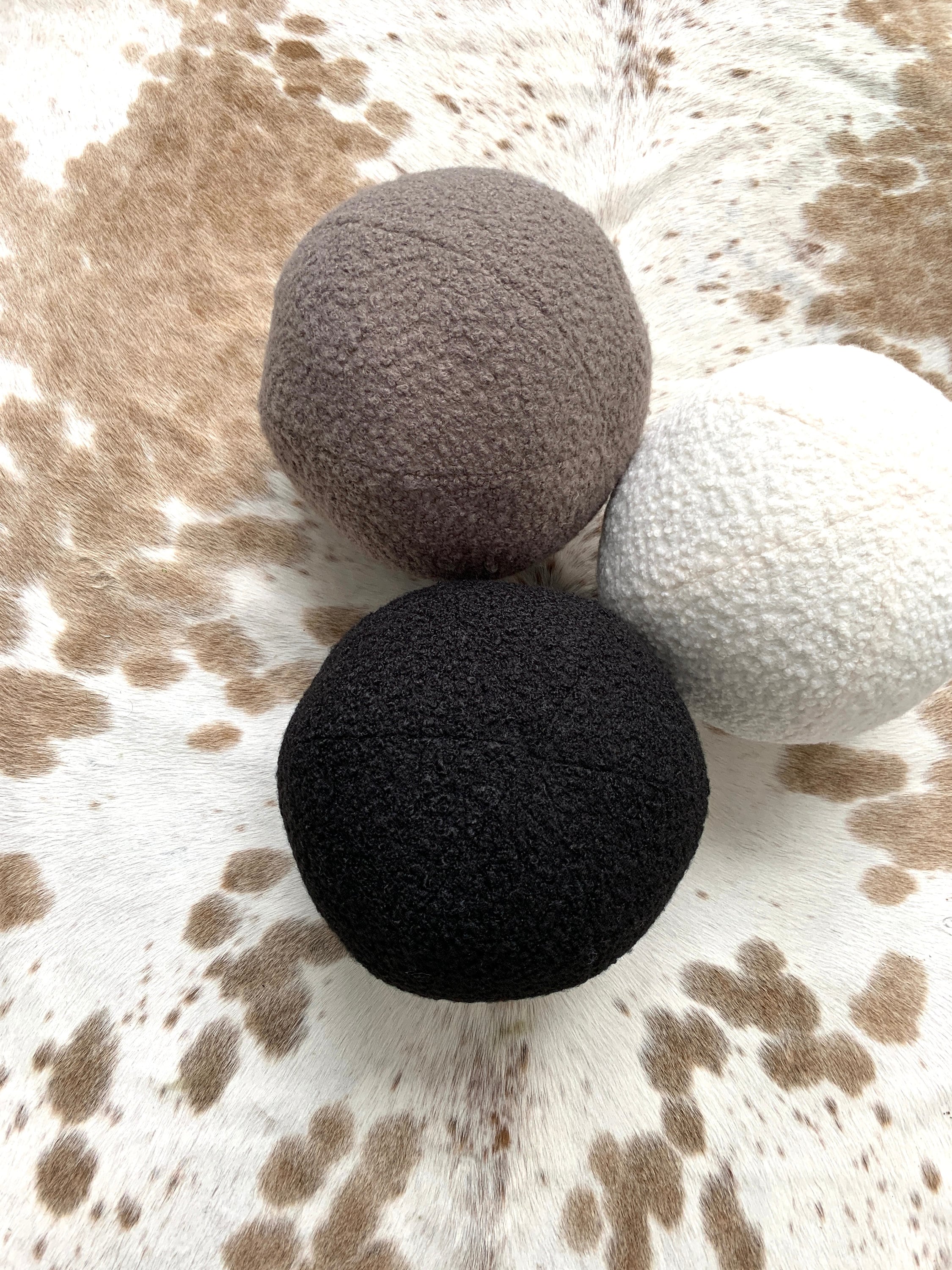 The Maxi Ball Cushion - Ivory / Black / Taupe Boucle Ball/ Sphere