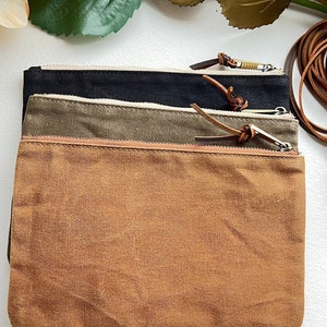 Waxed Canvas Pouch, Pencil Case, Zipper Pouch, Pen Case by Peg and