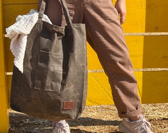 Heavy Duty Canvas Tote, Minimalist bag, Genderless Tote, Shopping Tote, book tote, Waxed Canvas bag, Utility Tools Bag, Farmers Market Bag