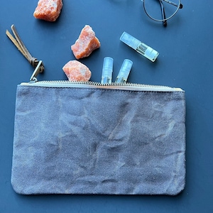 Waxed Canvas Zipper Pouch Small Zipper Bag Waxed Canvas Purse MakeUp Bag Camping Zip Bag Travel Wallet Small Wallet Zipper image 6