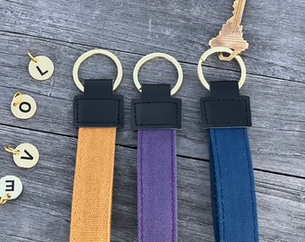 Minimalist Waxed Canvas Keychain: Lightweight Keyring, Muted Colors (3 Units)