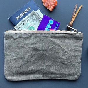 Waxed Canvas Zipper Pouch Small Zipper Bag Waxed Canvas Purse MakeUp Bag Camping Zip Bag Travel Wallet Small Wallet Zipper image 7