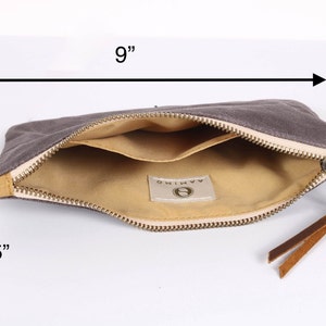 Waxed Canvas Zipper Pouch Small Zipper Bag Waxed Canvas Purse MakeUp Bag Camping Zip Bag Travel Wallet Small Wallet Zipper image 3