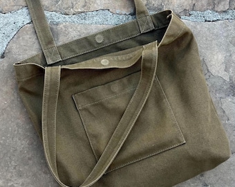 Canvas Shoulder Tote Bag: Minimalist Everyday Book Bag