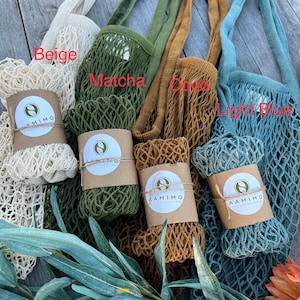 Cotton Net Tote Bag: Foldable Reusable Market Bag - Set of 4
