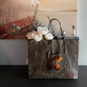 Hochleistungstasche, gewachste Segeltuchtasche, faltbare umweltfreundliche Supermarkttasche, leichte Tasche - tägliche Einkaufstasche mit Tasche, Werkzeugtasche, großes Geschenk