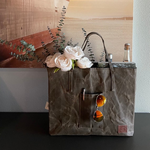 Heavy Duty Bag Waxed Canvas Tote Foldable Eco friendly Supermarket Bag Lightweight Tote Daily Tote Bag With Pocket Tool Bag Great Gift Etsy