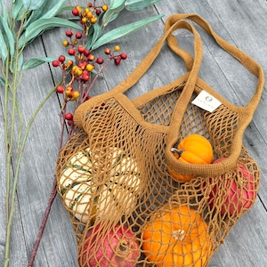 Net Market Bag, Reusable Grocery Bag, Produce Bag, Crochet bag, Cotton Mesh Tote, Farmers Market Bag, Net tote Bag, Zero Waste Living