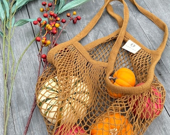 Net Market Bag, Reusable Grocery Bag, Produce Bag, Crochet bag, Cotton Mesh Tote, Farmers Market Bag, Net tote Bag, Zero Waste Living