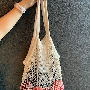 Long Handles Market Bag, Market tote bag, Shopping bag, French Net bag, Mesh Bag, Zero waste living, grocery bag, Great event Gift