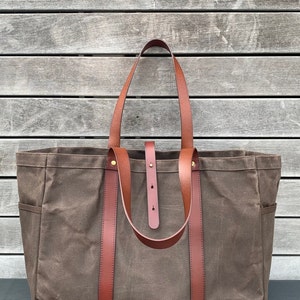Grand sac pour femme, sac fourre-tout en toile cirée, sac à main en cuir, sac de travail léger, sac à bandoulière avec plusieurs poches, sac de voyage